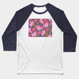 Pink Vibrant Tulips Baseball T-Shirt